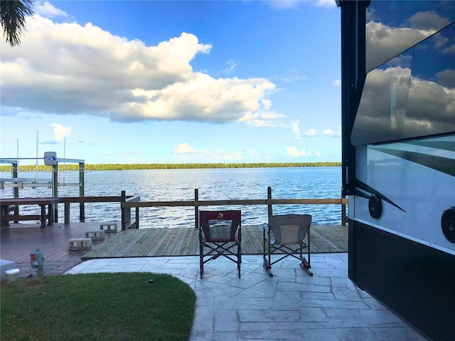 dock area featuring a water view