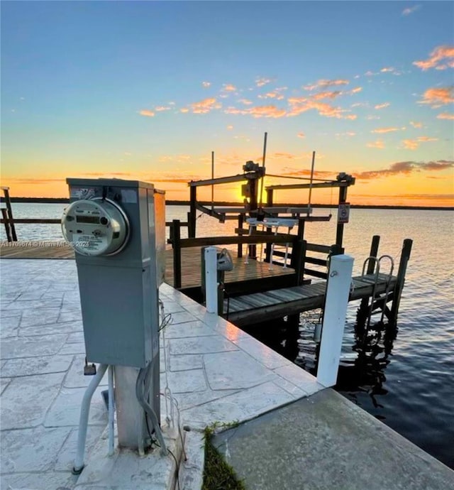 view of dock featuring a water view