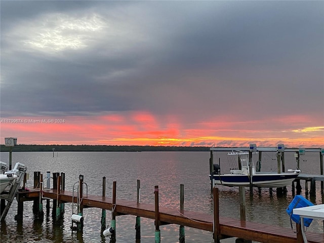 dock area featuring a water view