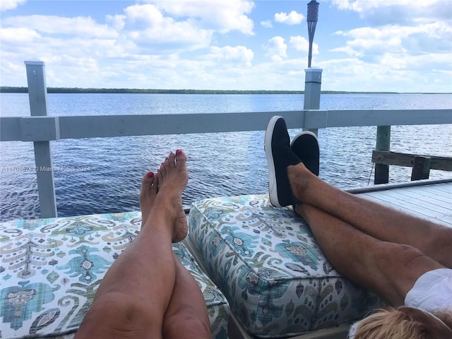 dock area featuring a water view