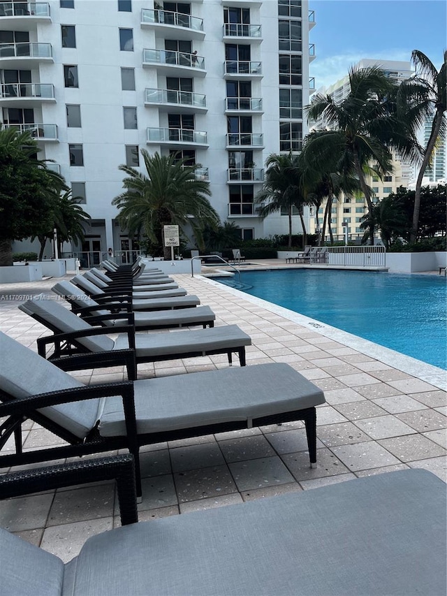 view of pool featuring a patio