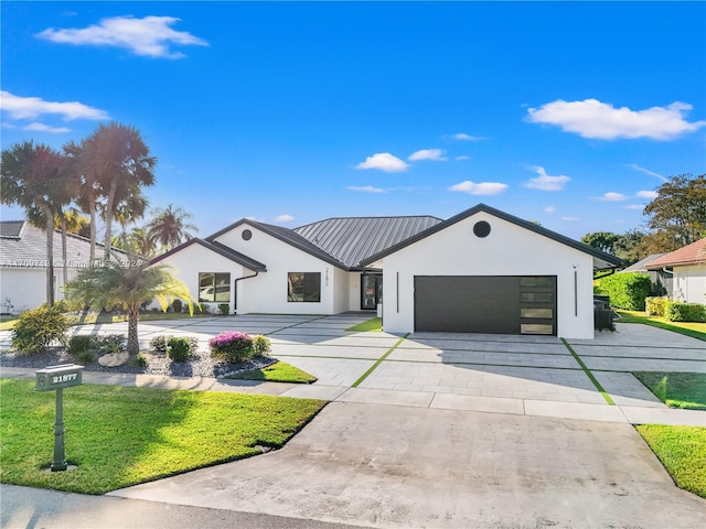 modern farmhouse with a garage