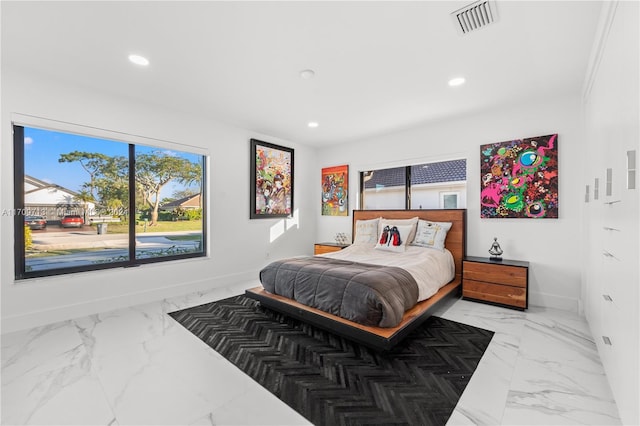 bedroom featuring ornamental molding