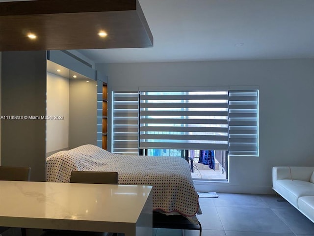 bedroom with tile patterned flooring