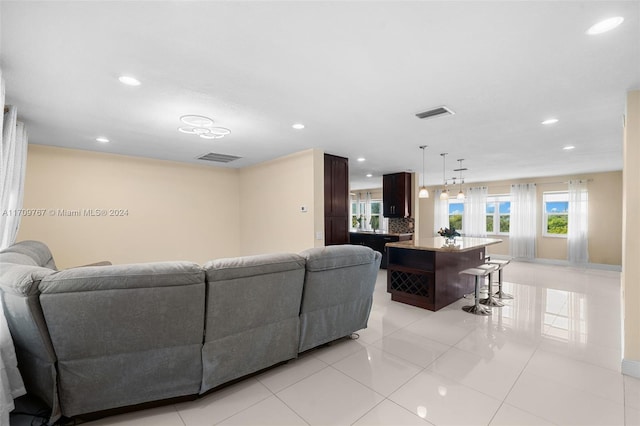 view of tiled living room