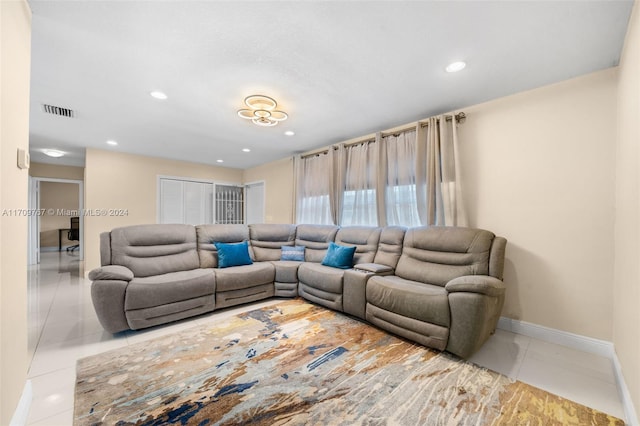 view of tiled living room