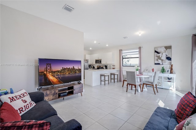 view of tiled living room