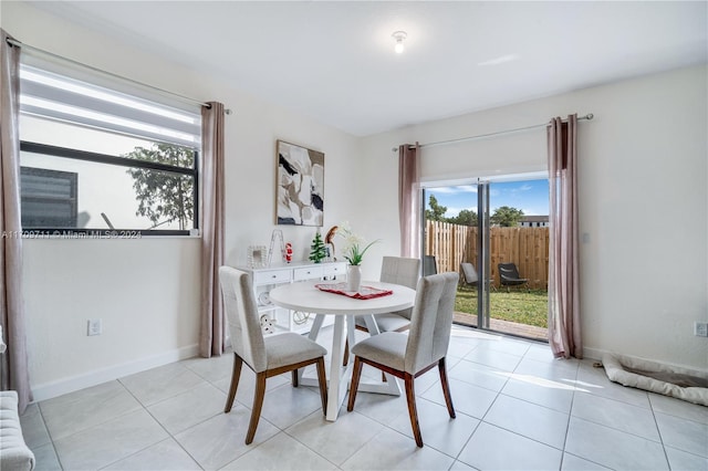 view of tiled dining space