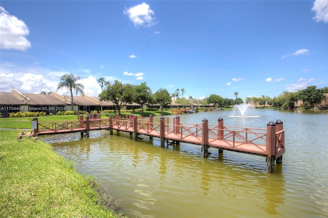 view of dock featuring a water view