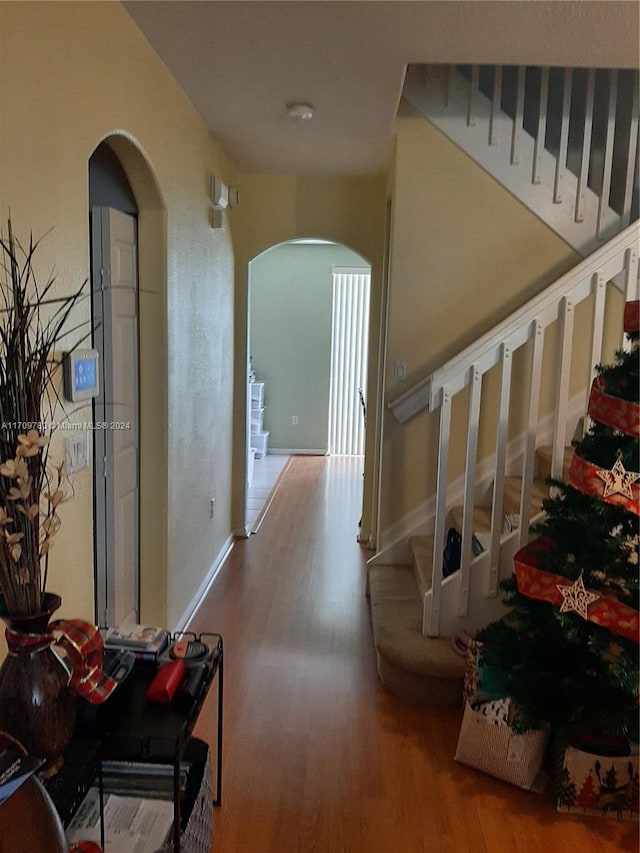 interior space with hardwood / wood-style floors