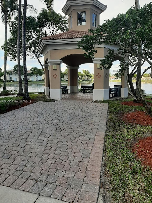 view of community featuring a water view