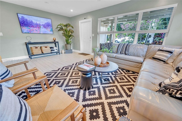 living room with hardwood / wood-style floors