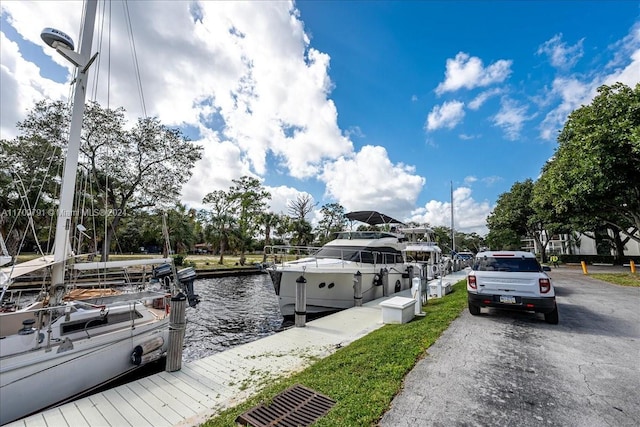 view of dock featuring a water view