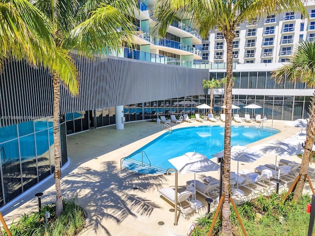 view of pool with a patio area