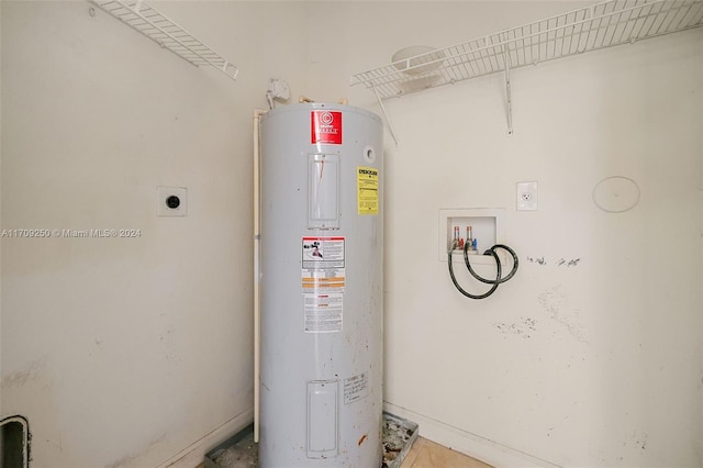 utility room featuring electric water heater