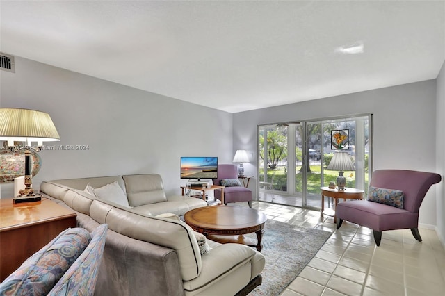 view of tiled living room