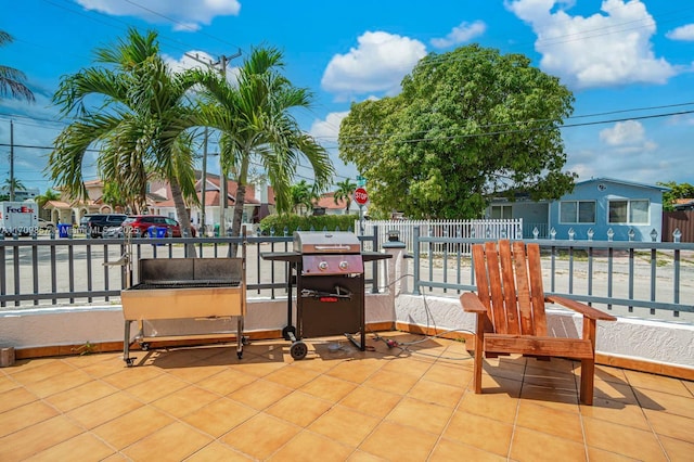 view of patio with a grill