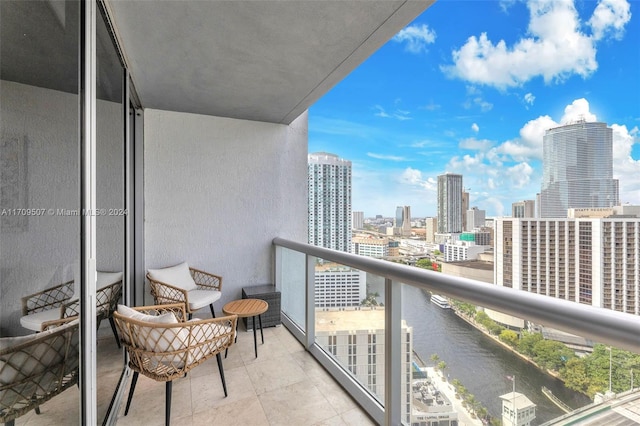 balcony with a water view