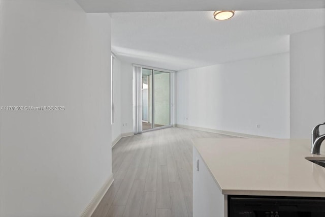 interior space with floor to ceiling windows and light hardwood / wood-style flooring