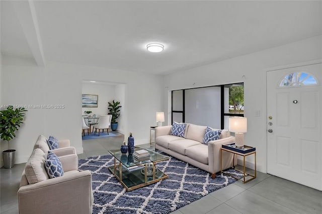 view of tiled living room