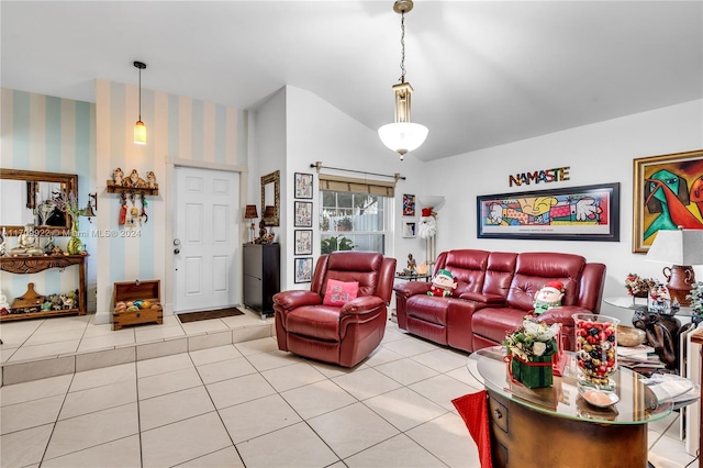 view of tiled living room