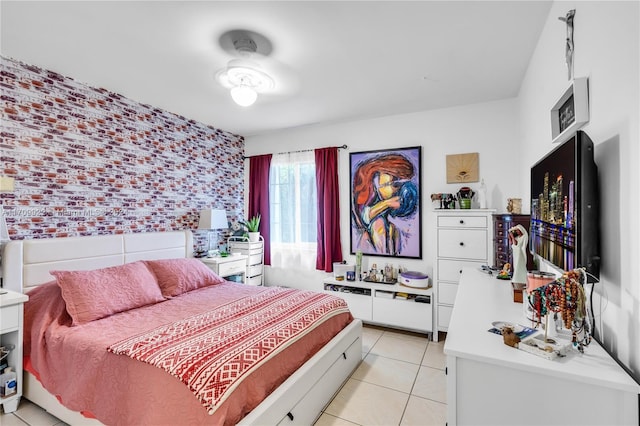 bedroom featuring light tile patterned floors