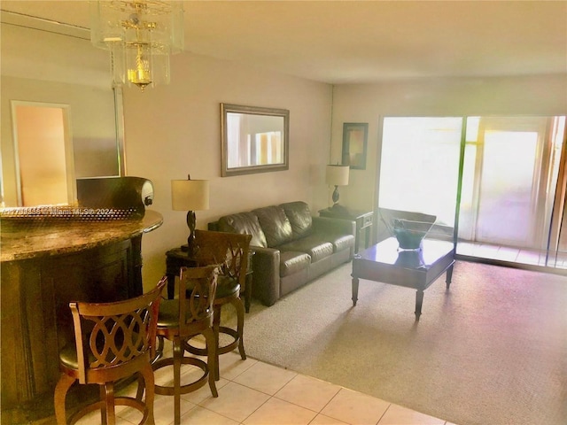 view of tiled living room