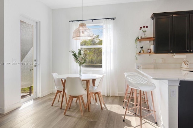 dining space featuring light hardwood / wood-style flooring