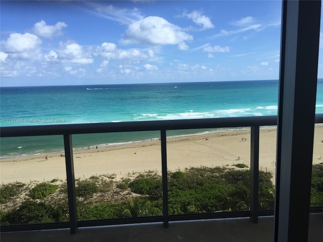 property view of water featuring a view of the beach