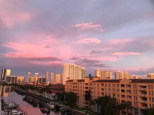 view of city with a water view