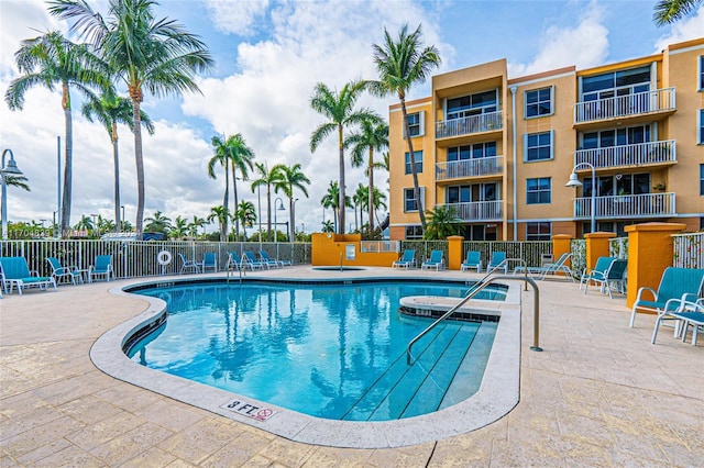 view of pool featuring a patio area