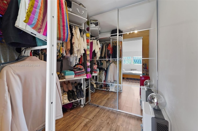 walk in closet featuring wood-type flooring