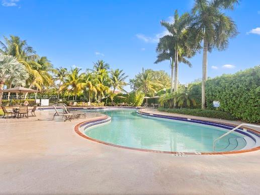 view of swimming pool with a patio area