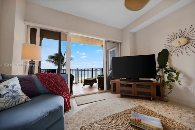 view of tiled living room