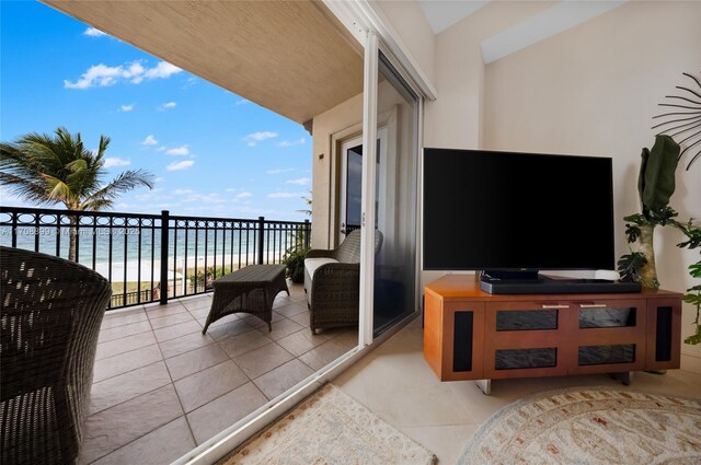 property view of water with a beach view