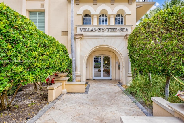 property entrance with french doors