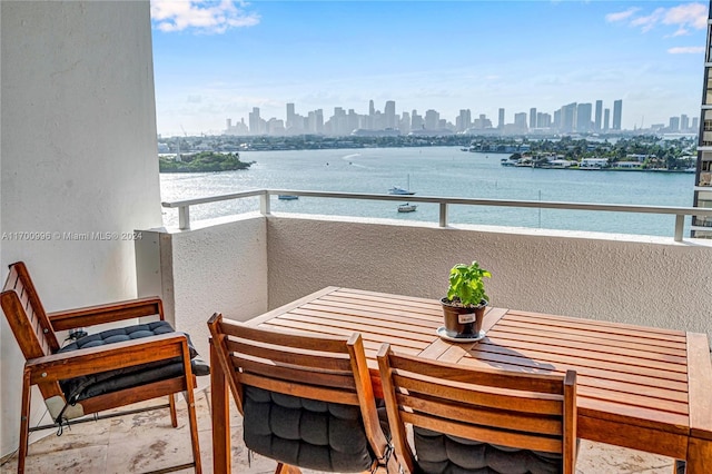 balcony with a water view