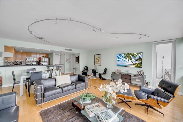 living room featuring light hardwood / wood-style flooring