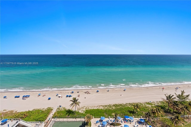 view of water feature featuring a beach view