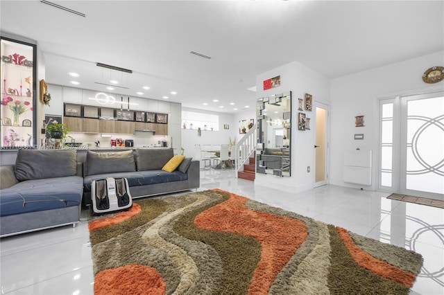 view of tiled living room