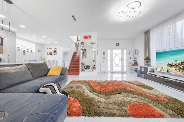 view of tiled living room