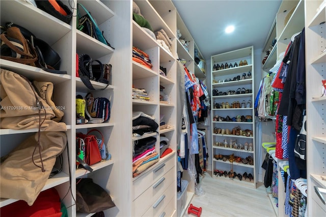 spacious closet with light wood-type flooring