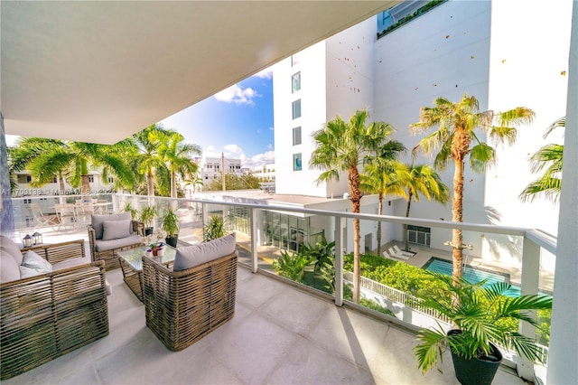 balcony featuring an outdoor living space