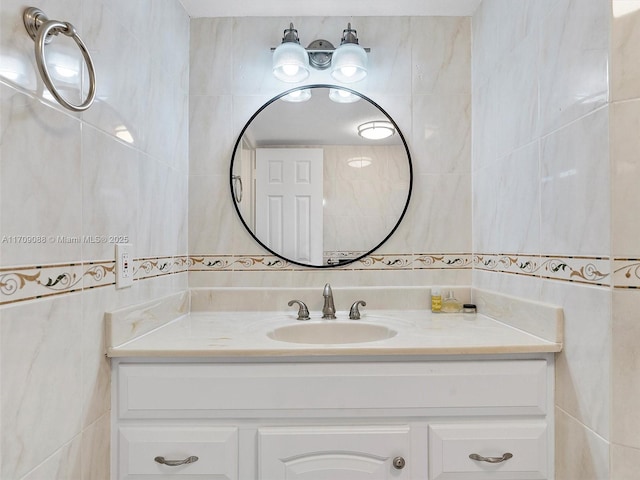 2401 S Ocean Dr Unit 605, Hollywood, FL 33019 - bathroom with tile walls and vanity