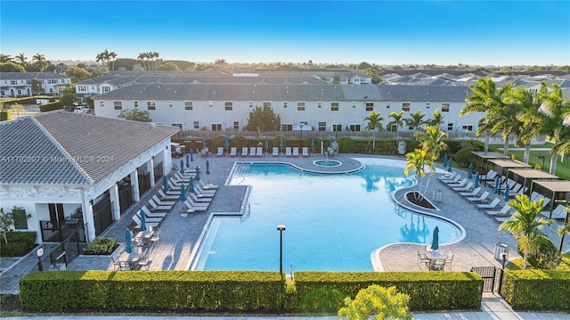 view of swimming pool featuring a patio