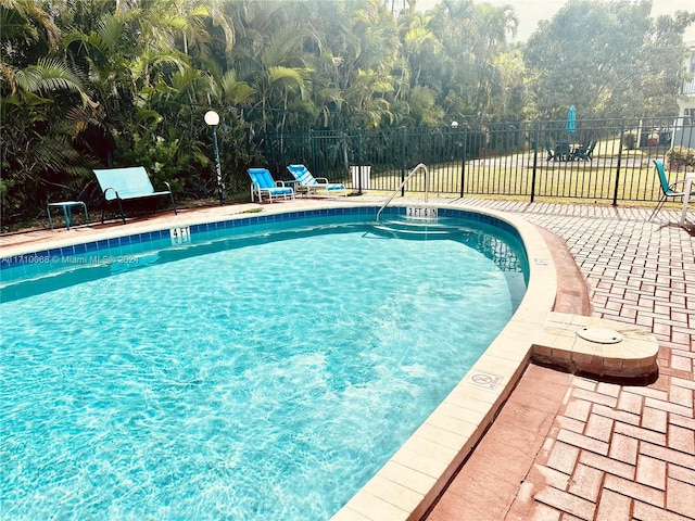 view of swimming pool with a patio