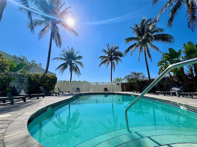 view of pool featuring a patio area