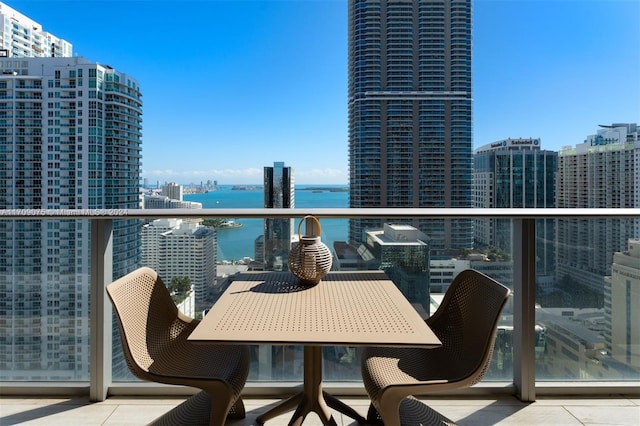 balcony with a water view