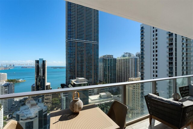 balcony with a water view