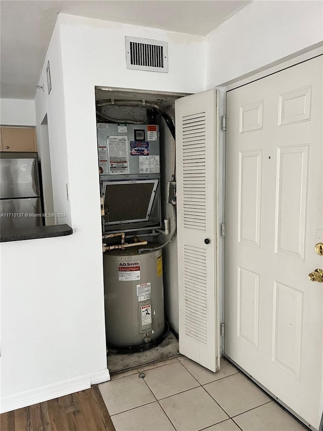 utility room featuring electric water heater